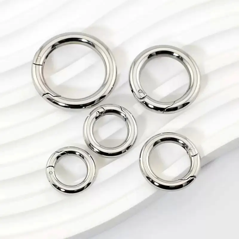10 piezas de anillo de resorte de acero inoxidable 316, colgador de bolsa, llavero, joyería, equipaje, anillo de ropa, conector de hebilla de resorte