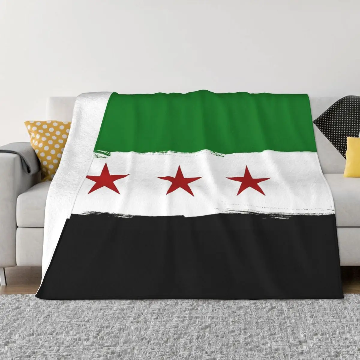 Syrian Syria Flag Flannel Blankets Funny Throw Blankets for Bed Sofa Couch 200x150cm Bedspread