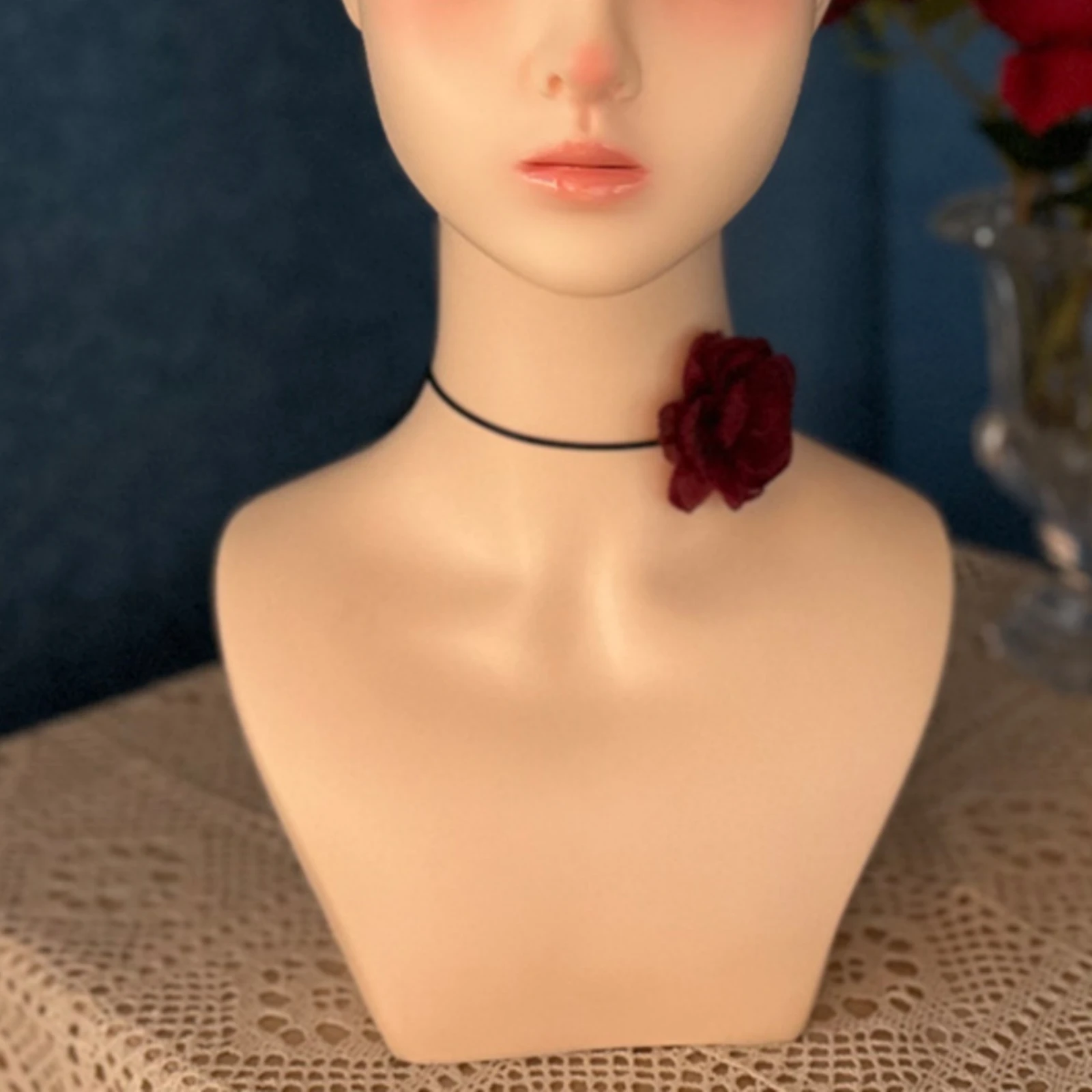 Hairpiece Mannequin Head Bald Cap Area PVC Hairpiece Head Cosplay Mannequin Bust Neck and Shoulders Ear Contours for Shop Window