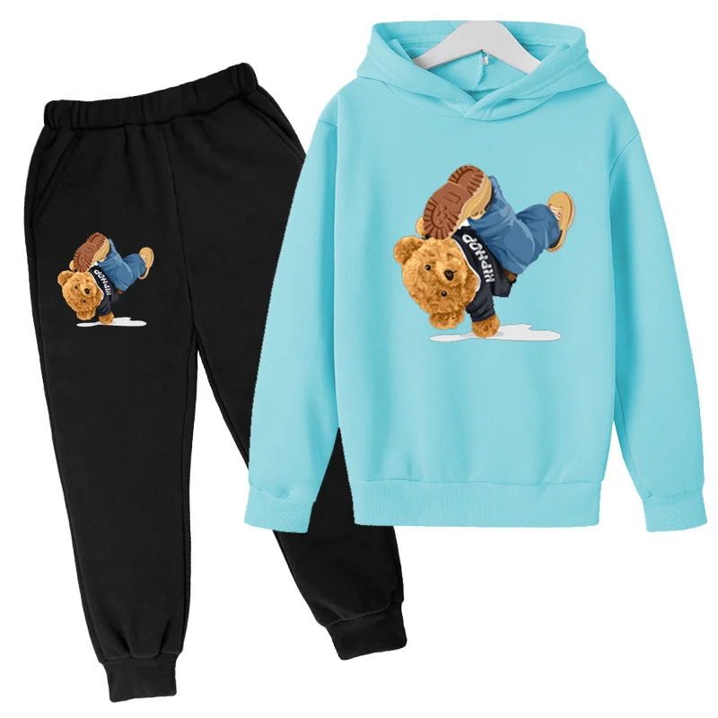 

Fall/Winter 2024 Children's Sports Set Handsome Boys and Girls 3-13 Years Old Gift Casual Fashion Hoodie Cartoon Sports Coat