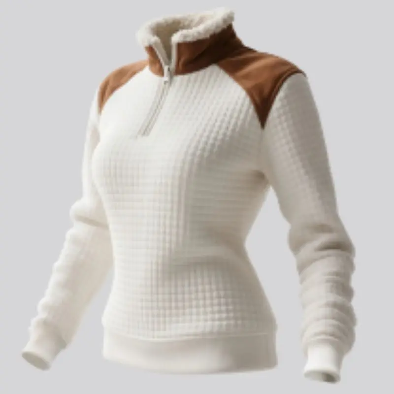 

Женская толстовка-стойка из замши и шерстяного воротника с вафельным контрастным замшевым воротником в стиле ретро (нота: без бархатной подкладки)