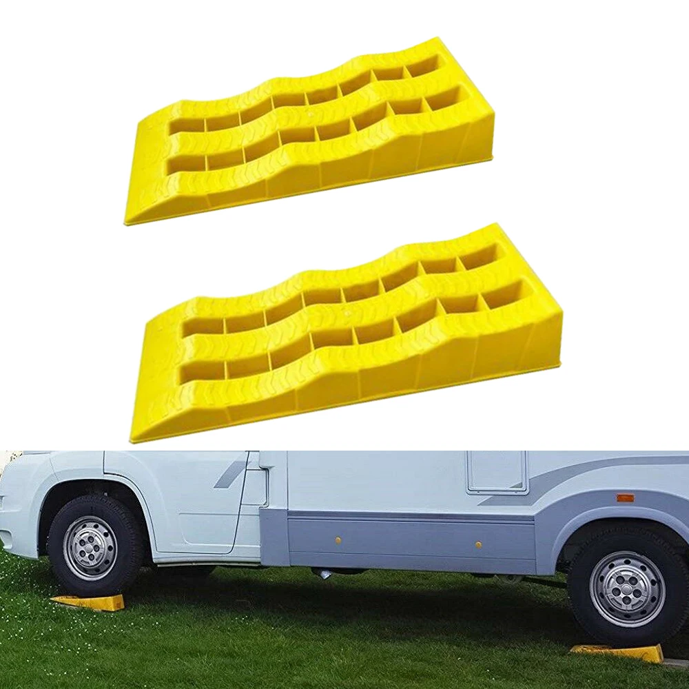 2 Pcs RV Leveling Ramps Wheel Chocks Car Tire Anti-Skid Pad Auto Wheel Stop Block For RV Caravan RV AccessoriesHeavy Duty