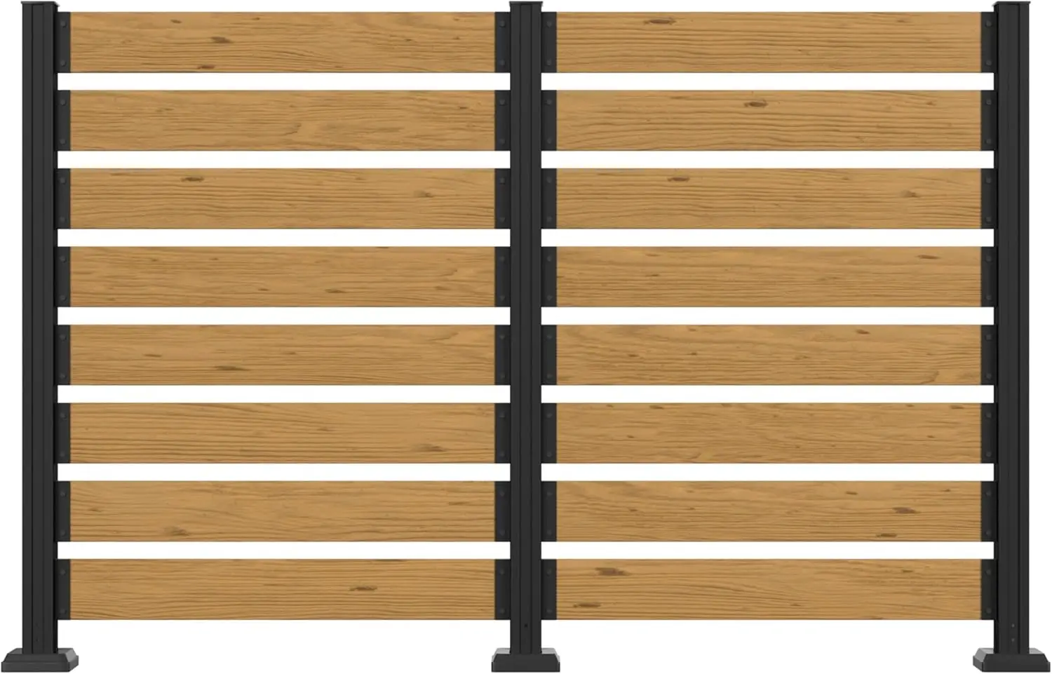 49'' H×78'' W Outdoor Fence Privacy Screen, No Dig Wooden Privacy Screen for Hard Ground and Soil, 2 Way to Use, Aluminum Post,