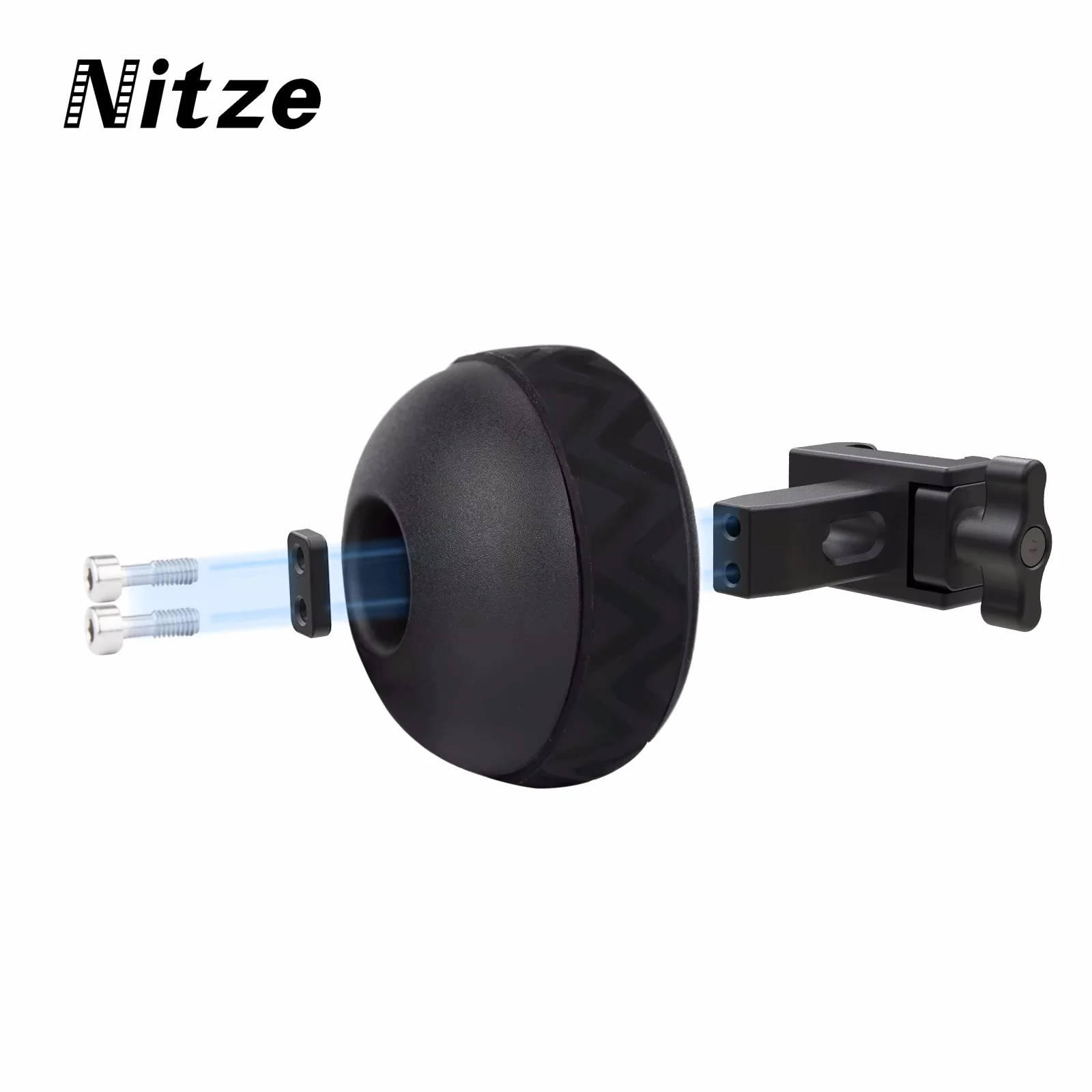 

Nitze Ball Side Handle with NATO Clamp and Different Colored Rubber Rings - PA33C for Camera Cage and Monitor Cage