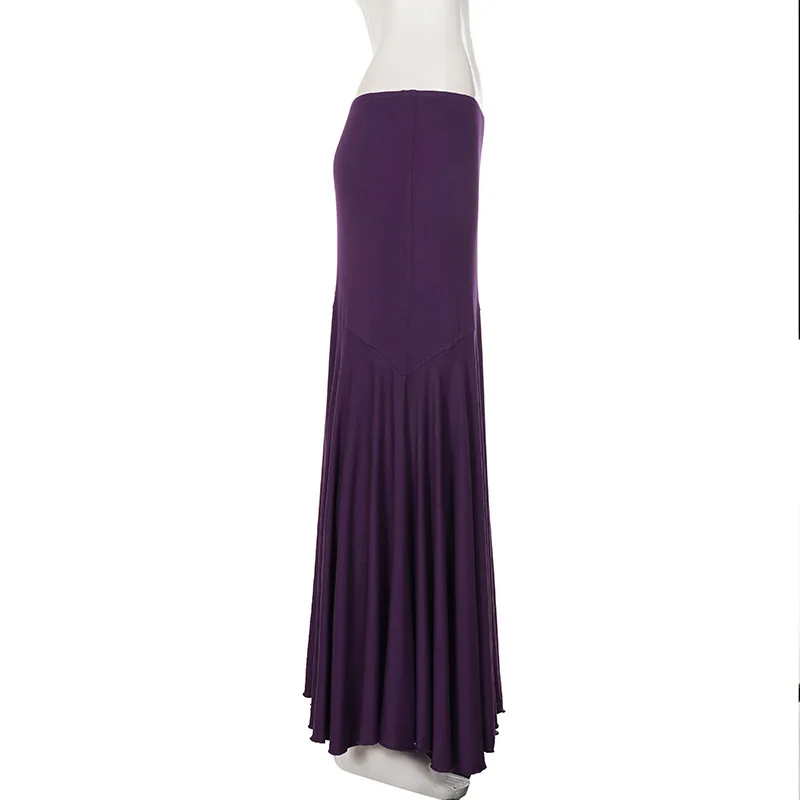 purple sexy irregular lazy vacation style high waisted fish tail skirt