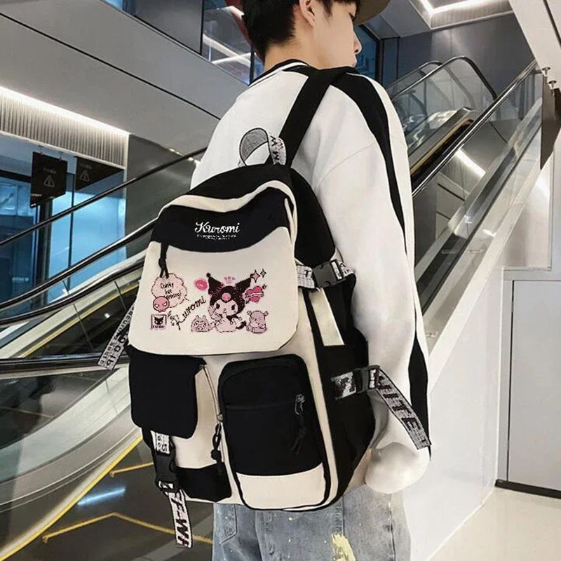 New Sanrio Kuromi Fashion Backpack Girl Harajuku Large Capacity Shoulder Bags Women School Students Bags Sanrio Cartoon Bag