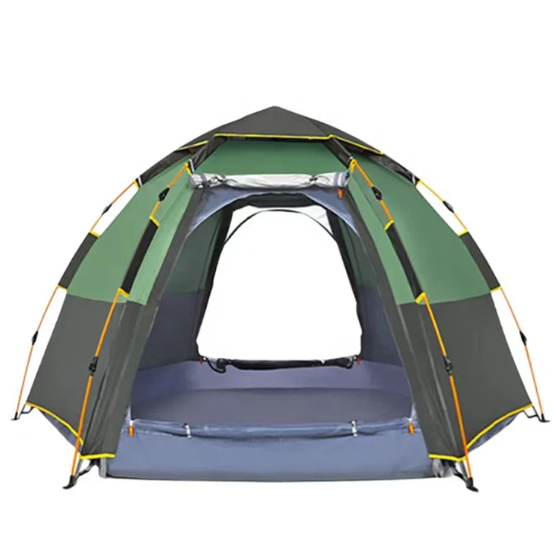 

Large Automatic Tent 5-8 People Camping Tent Family Double Layers Sunshade Waterproof Hexagonal Tarp Tents