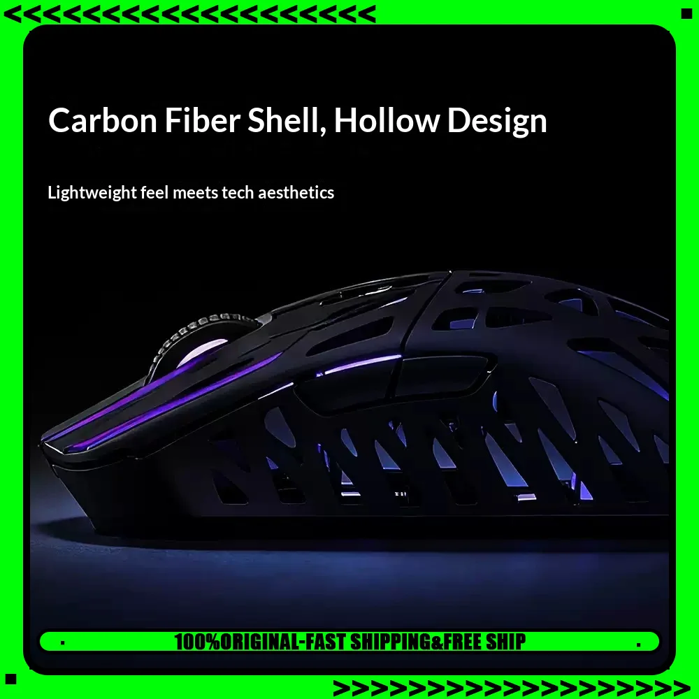 IROK HE6 Lightweight Carbon Fiber Wireless Gaming Mouse PAW3950 30000DPI 8K Polling Tri Mode