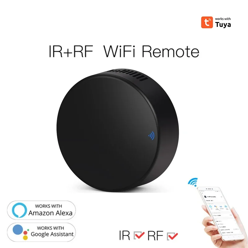 

Универсальный пульт дистанционного управления Tuya WiFi RF + IR для кондиционера, ТВ, RF/ИК-приборов, голосовое управление Smart Life для Alexa Google