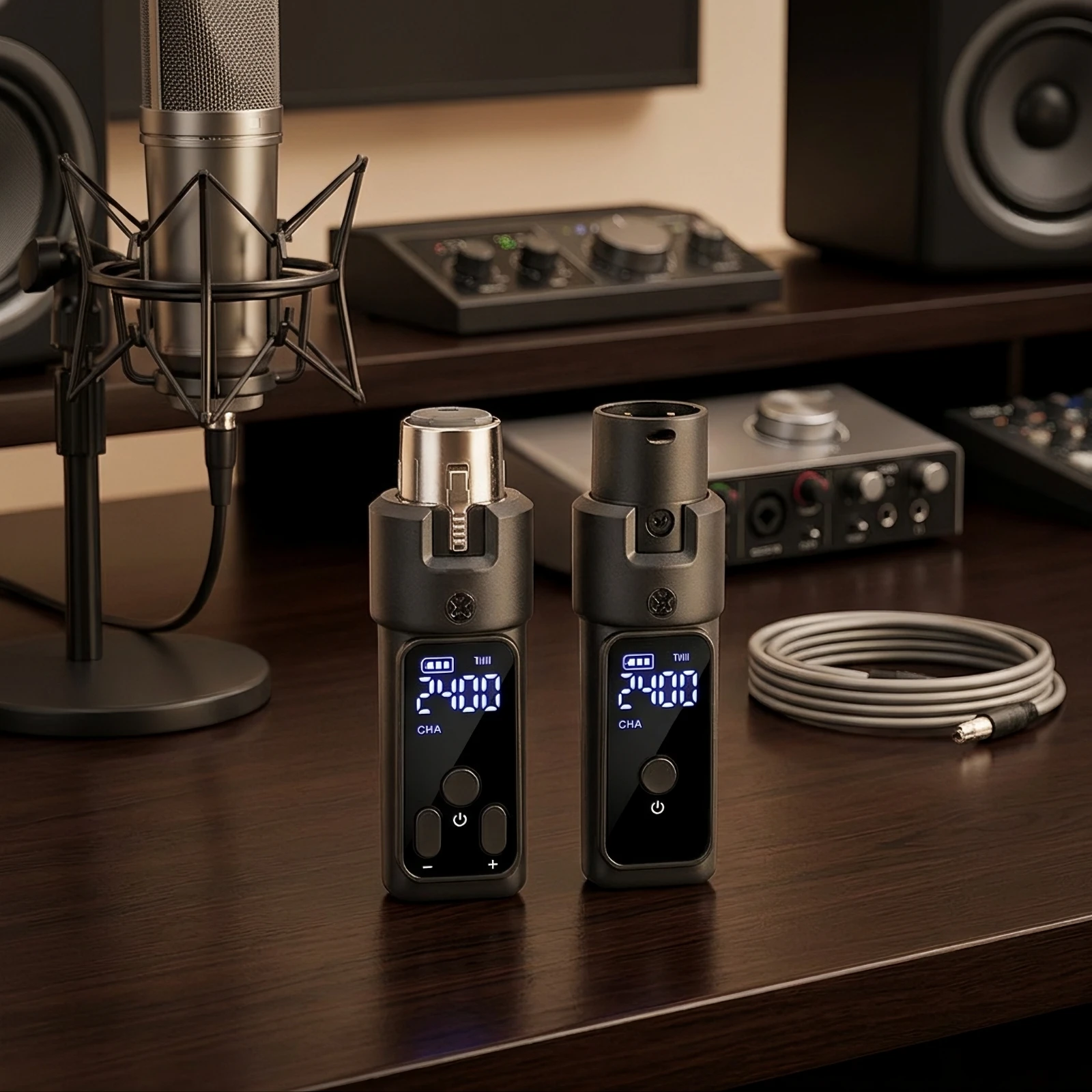 Plug-and-Play Guitar System Rechargeable Power sender with Digital Display, for Live Performance