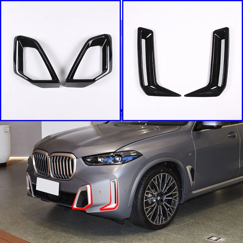 Suitable for BMW 23+ X5 Front Bumper with Fang Shaped Piano Black Decorative Strips on Both Sides