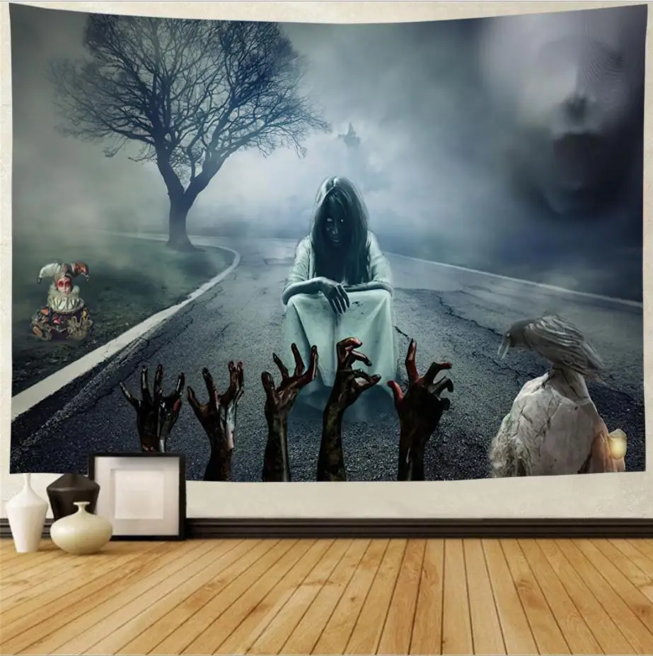 Scary Halloween Wall Decor Tapestry Print Beach Towel Cover  Hanging  Home  Poster