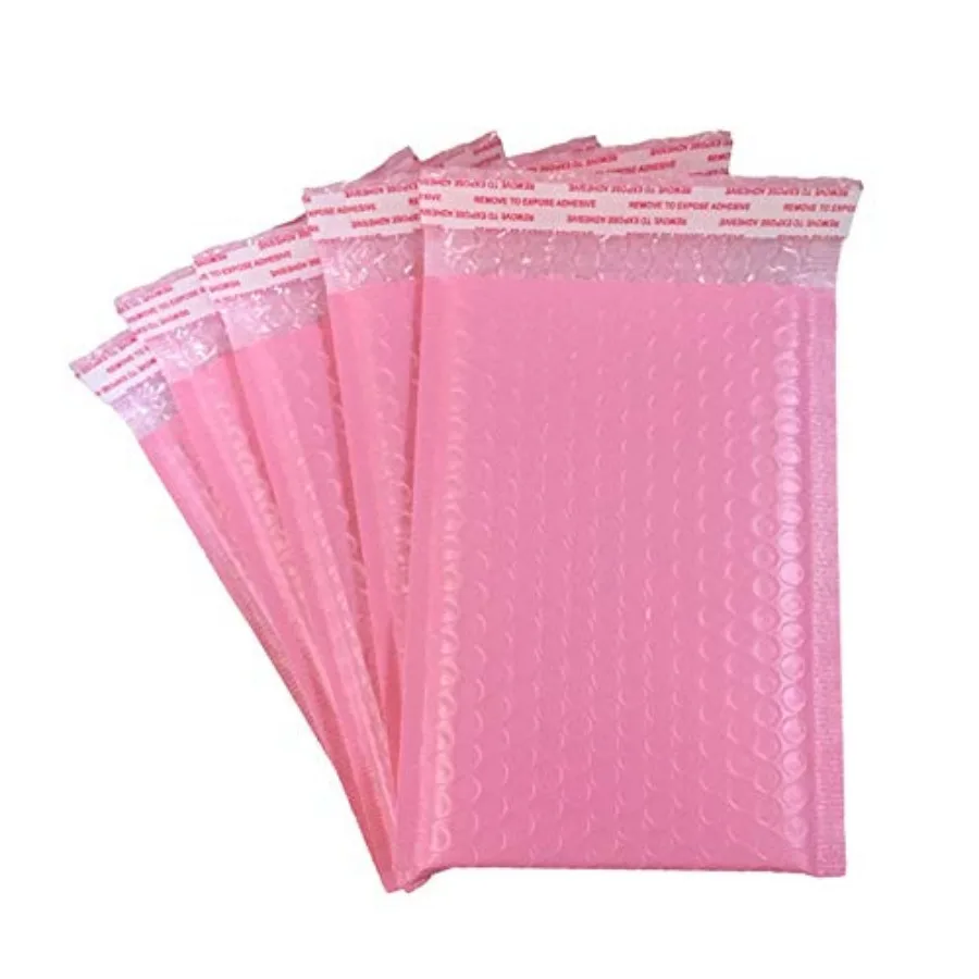 

25 Pack Small Poly Bubble Lined Mailers Padded 5x7 Inches Pink Shipping Envelopes Self Seal Mailer Waterproof, Shockproof and D