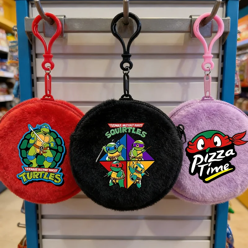 Chaveiro Tartarugas Ninja, Bolsa de Moedas, Pequena Carteira com Zíper, Mini Carteira Estampada, Bolsa Redonda Portátil para Armazenamento, Presente para Meninos e Meninas