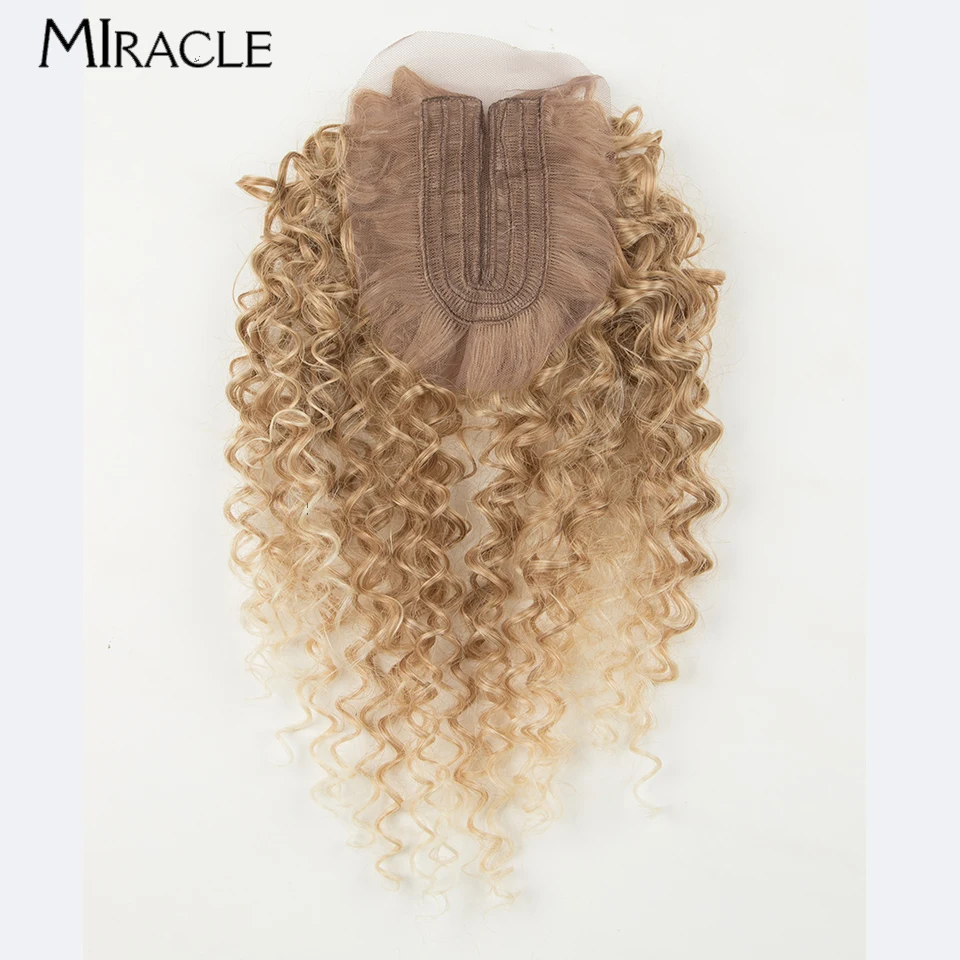 MIRACLE 7PCS Afro Curly Hair Extensions Synthetic Hair Bundles with Closures 16'' 18'' 20'' Women Fake Hair Natural Hair Piece