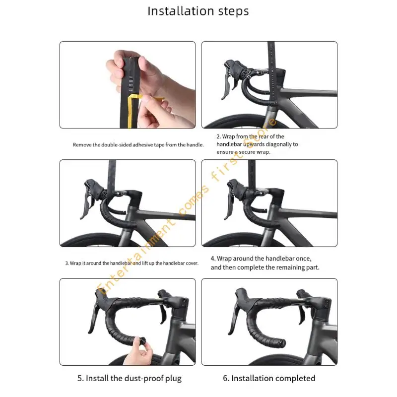 Road Bike Handlebar Wrap with Grip Texture, a Padded Layer, and Securing Accessories for Completing Both Sections of a Drop