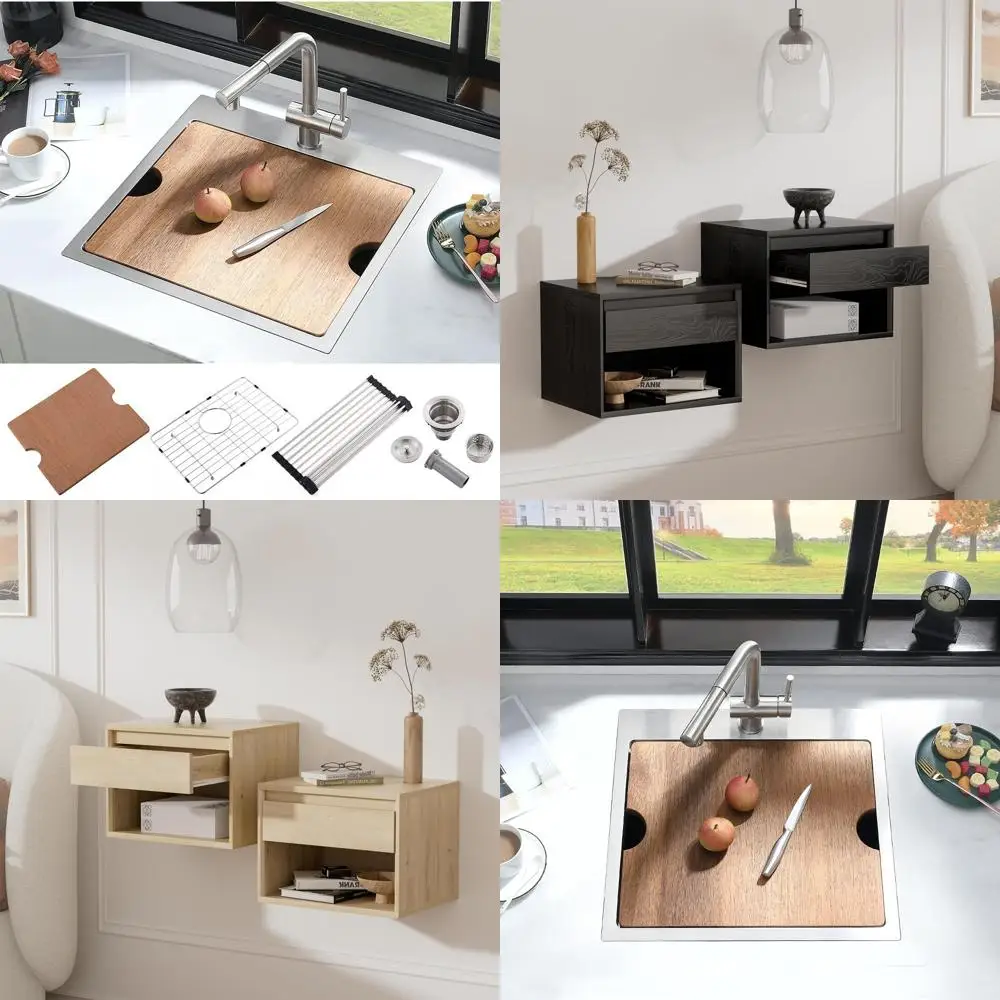 

Stainless Steel Drop-In Bar Sink - 21x20 Inch Small Kitchen Sink for Prep Workstation and Bar Area