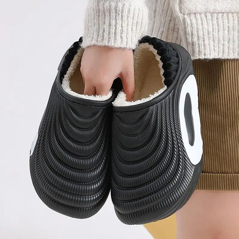 Dicke Sohle Wasserdichte Geschlossene Warme Hausschuhe für Herren Winter Fleece-gefütterte Rutschfeste Indoor-Schuhe für Damen Übergrößen Weiche Plüsch-Slipper – Detail 8