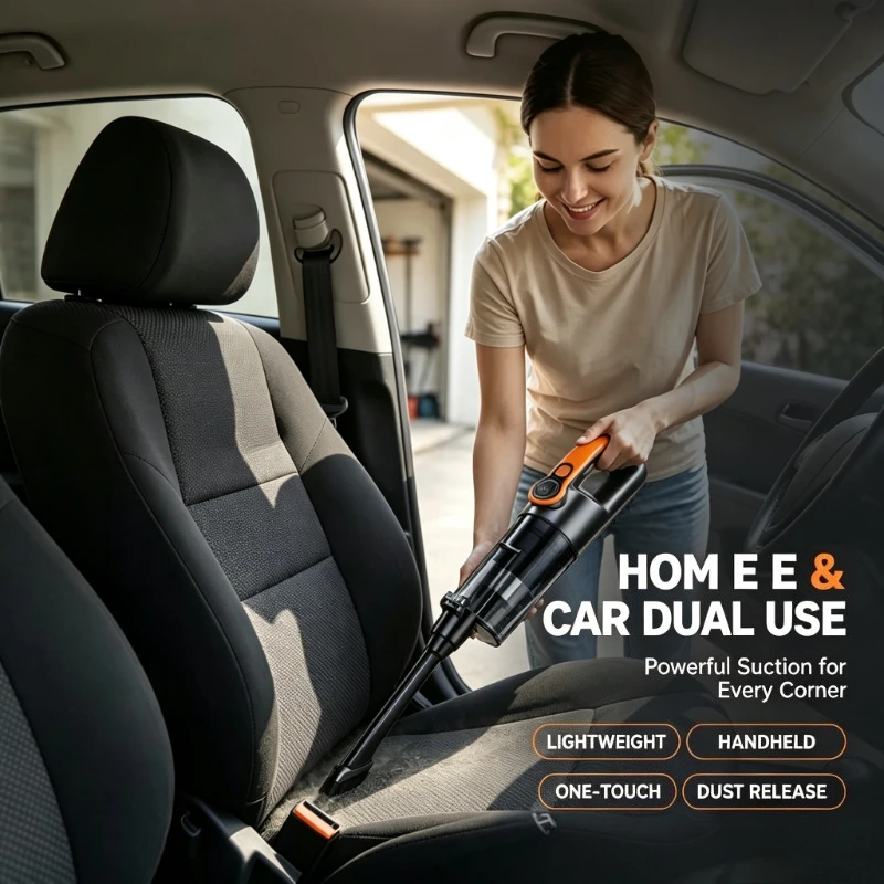Multifunction Wireless Handheld Car Vacuum Cordless Handheld LED Lighting Chargeable Auto Vacuum for Home & Car Mini Cleaner