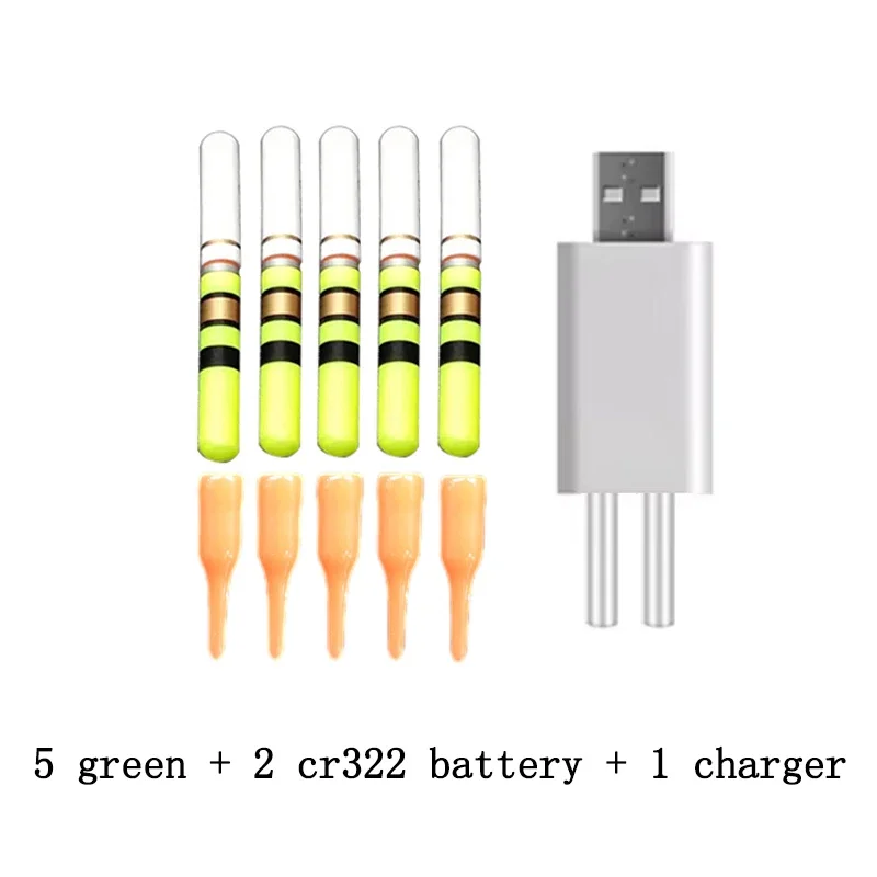 5 stücke Licht Sticks Mit Wiederaufladbare CR322 Batterie Ladegerät Wasserdichte LED Lampe Leucht Nacht Angeln Float Zubehör J548