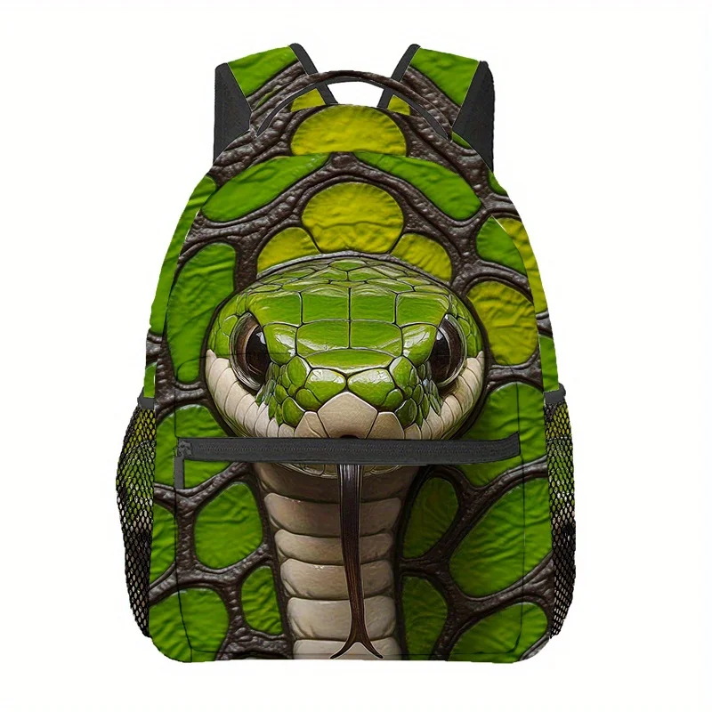 Green Dragons Aboriginal Style Snake Print Backpack Lightweight Foldable Daypack with Adjustable Padded Straps