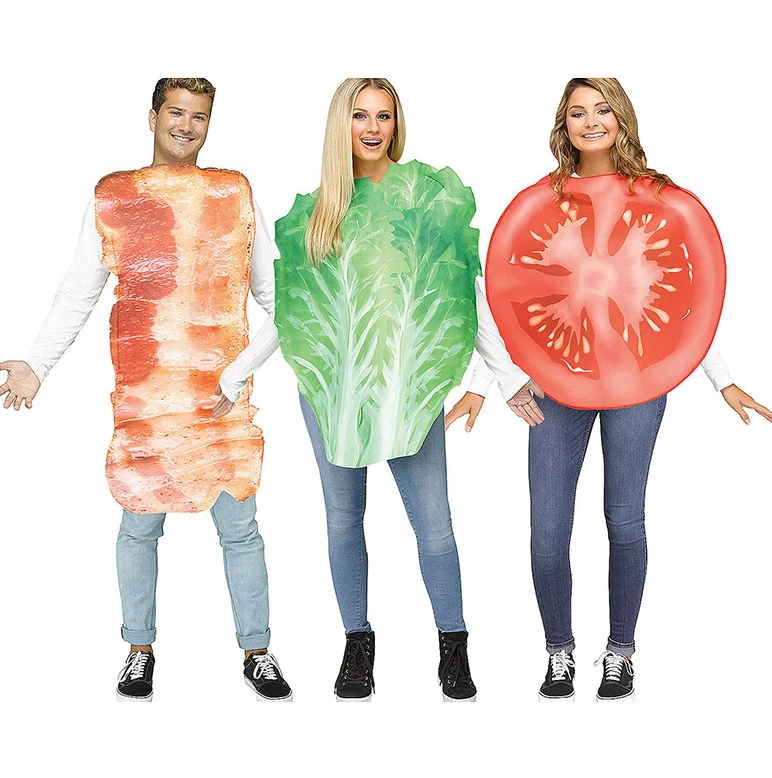 Cosplay divertido comida tocino verduras disfraz Halloween Carnaval fiesta escenario actuación vestir trajes espectáculo de danza