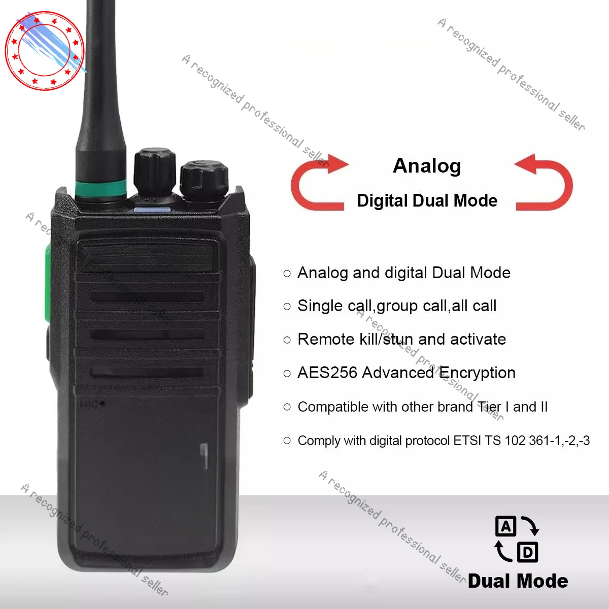 

Цифровой домофон DM-A6, частота УВЧ, 400–470 МГц, двойной слот, мощность 5 Вт, с AES256