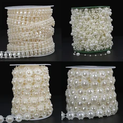 2-10 Meters 3-10mm Fishing Line Artificial Imitation Pearl Round Beads Chain For Wedding Bridal Bouquet Flower Decoration