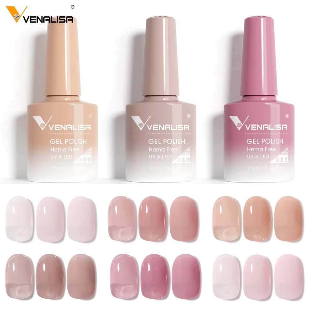 Venalisa HEMA/TPO FREE 7,5 ml Gel-Nagellack für den Sommer, Frühling, French Jelly, nacktes Rosa, Nagelgel, Glitzer, SoakOff, UV-LED, Maniküre, DIY – Detail 12