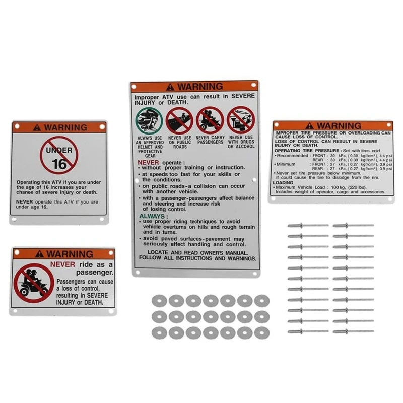 Heavy Duty Motorcycle Warning Warning Decals Stickers Metal Label 5FE215680100
