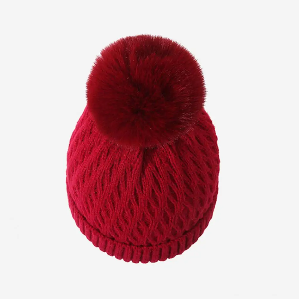 Stretchy Ribbed Cuff Hat Winter Cable Knit Hat with Fleece Lining Pom Pom Women’s Cozy Stretchy Skull Cap Warm Outdoor Skiing