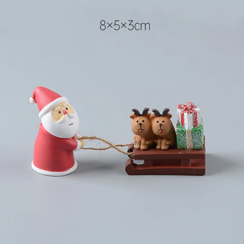 Santa Claus Figurines Tree Snowman Sled Elk Models DIY Fairy Garden Desktop Home Landscape Decoration Doll Toys Christmas Gift