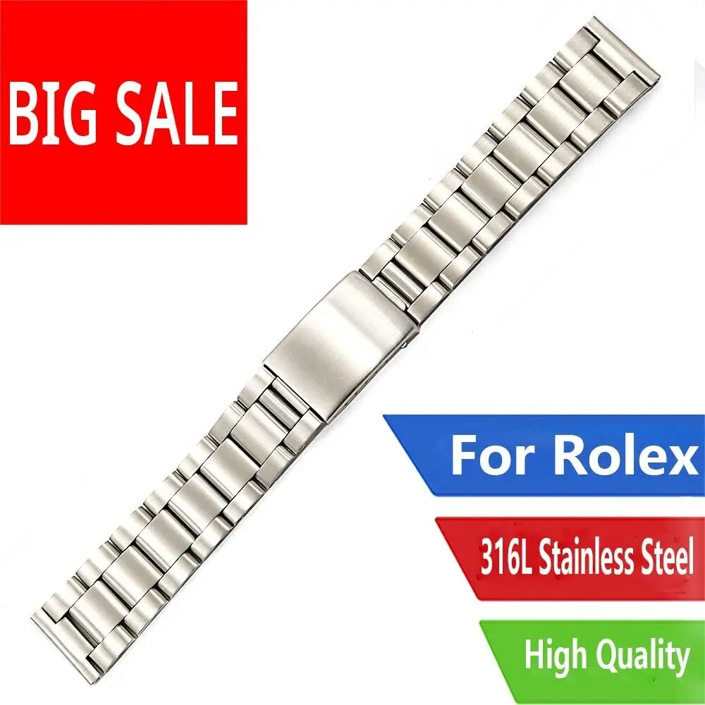 Carlywet 18 19 20mm 316L Steel Silver Strap Vintage Oyster Bracelet Watch Band For Seiko Tudor