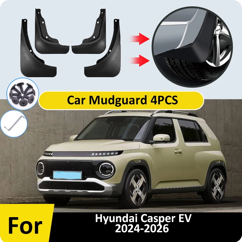 For Hyundai Casper EV 2024 2025 2026 Car Splash Guard Wheel Fender Flares Mudguard Mud Flaps Front Rear Auto Parts Accessories