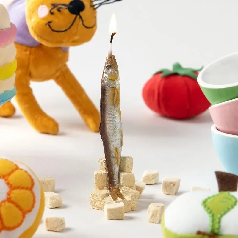 Velas creativas con forma de pez pequeño y pez multiresorte, decoración para tartas de cumpleaños de mascotas, velas pequeñas para cumpleaños de gatos y perros