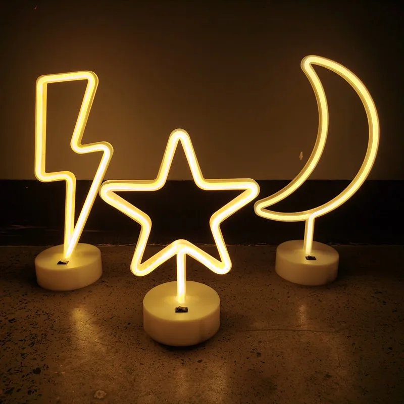 Flamingo Cactus LED Neon Lights Coconut Tree Pineapple Neon Sign Lamp USB/Battery Power Unicorn Lamp Room Table Holiday Decor