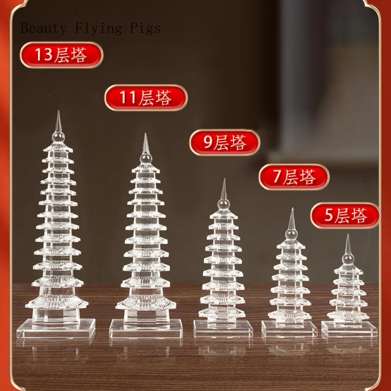 1PCS natural white crystal Wenchang Tower ornaments study bedroom office desk decoration handicrafts