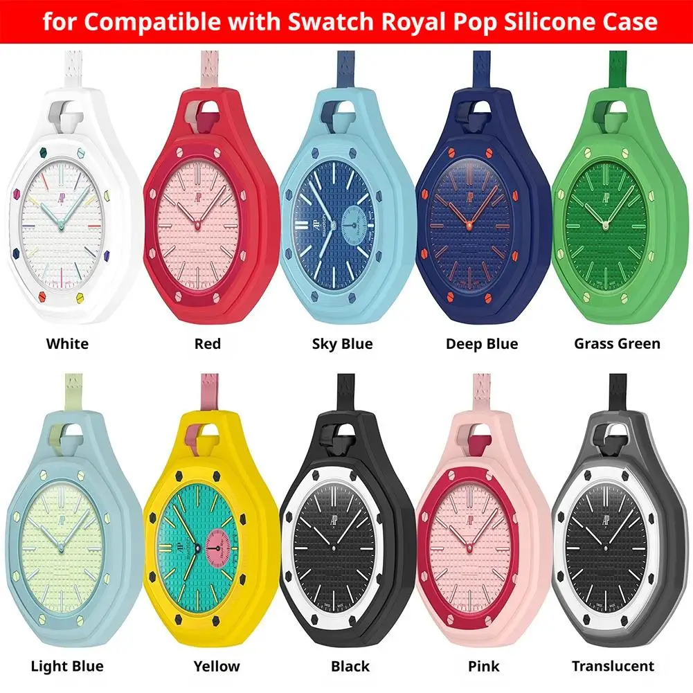 Silicone Protective Case for Swatch X AP Royal Pop Pocket Watch Full Cover Shockproof Anti Scratch Precise Cutout Case