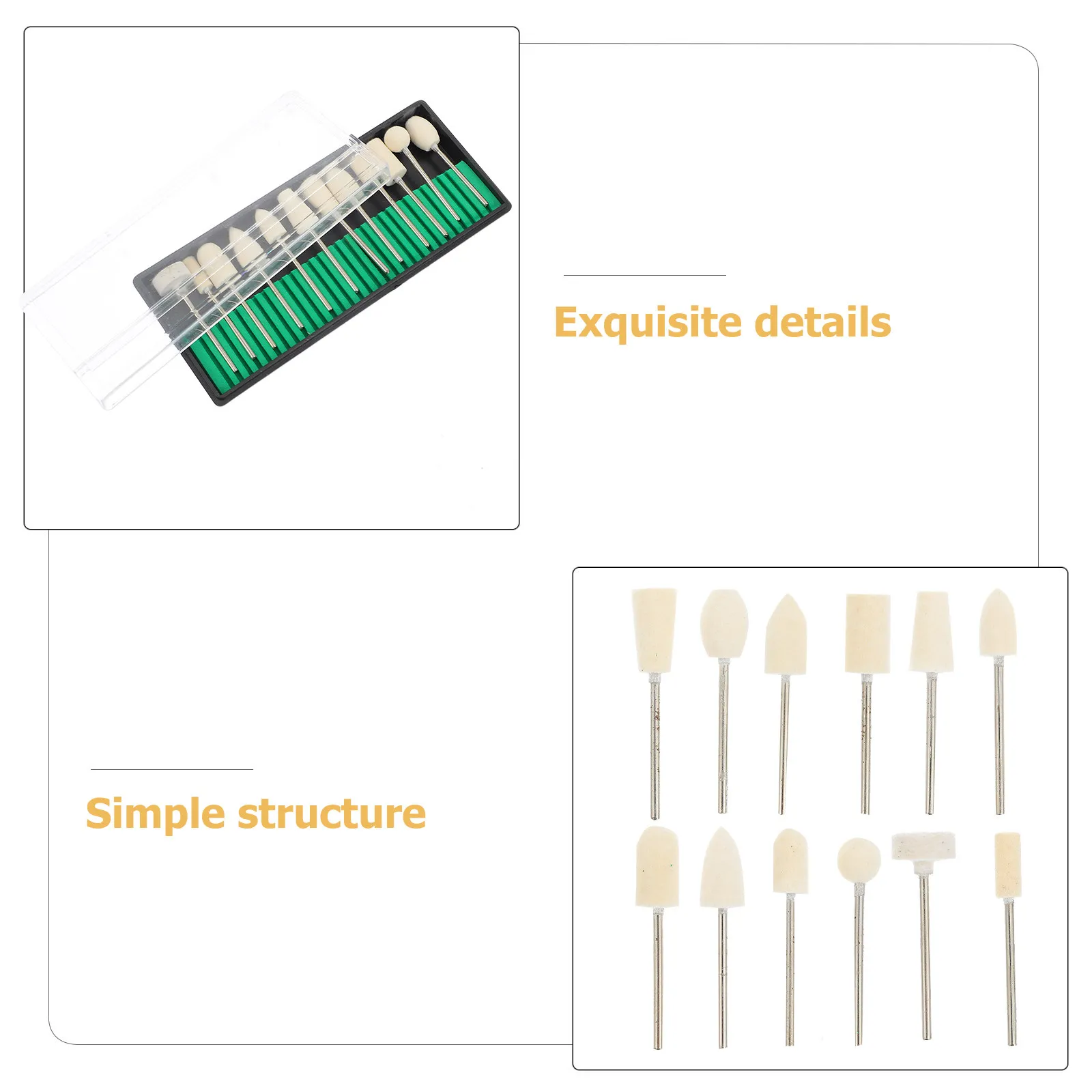 12Pcs Wool Nail Drill Bits High Performance Manicure Polish Drill Bit for Gel Acrylic Nail Shaping Grinding Smoothing Carving