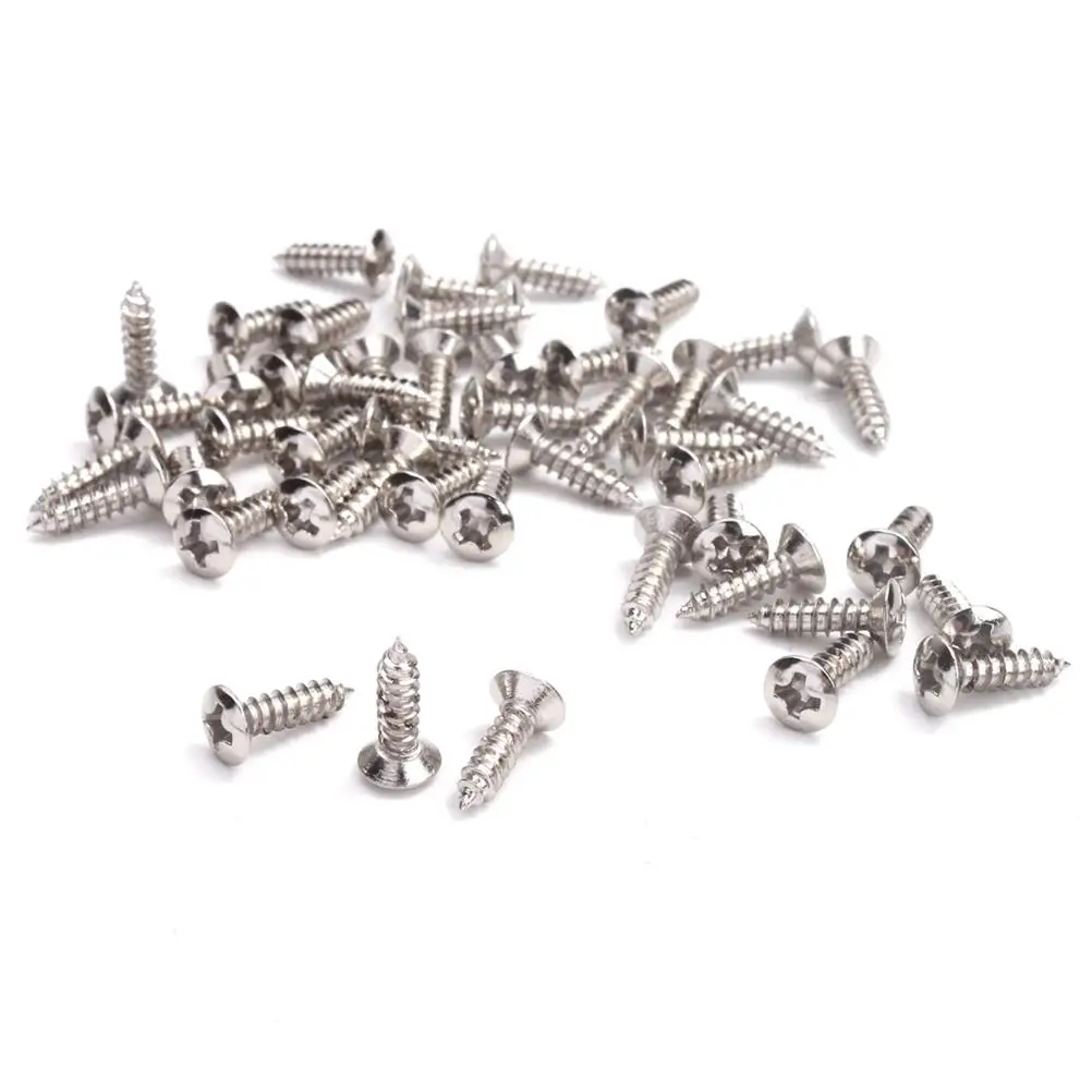 

10 Pcs Bass Guitar Pickguard Plate Mounting Screws 3x12mm Cavity Cover Jack Cover Plate Screw for Electric Guitar Bass (Silver)