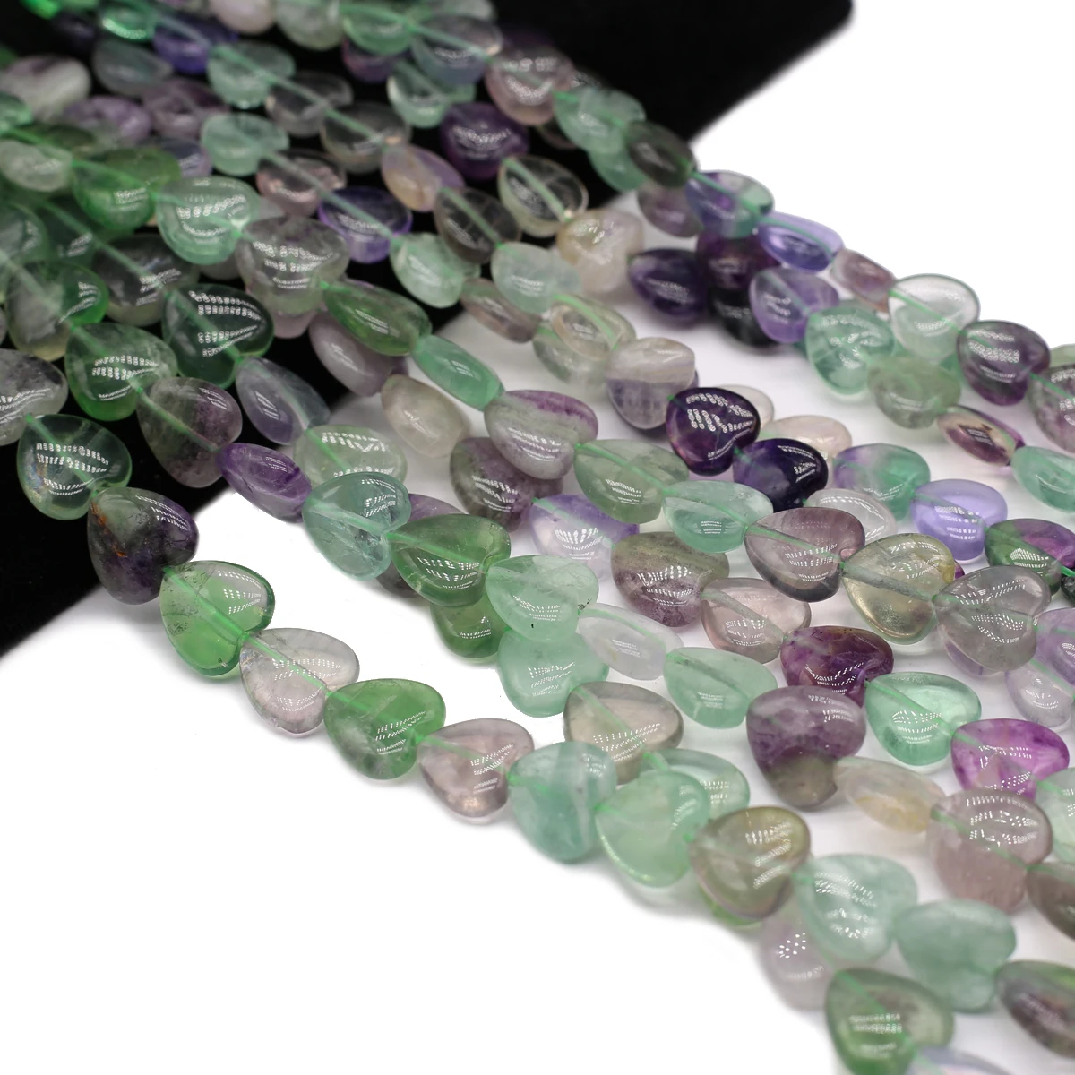 

Natural Multicolor Fluorite Stone Beads heart-shaped Loose Spacer Beads For Jewelry Making DIY Bracelets Necklace