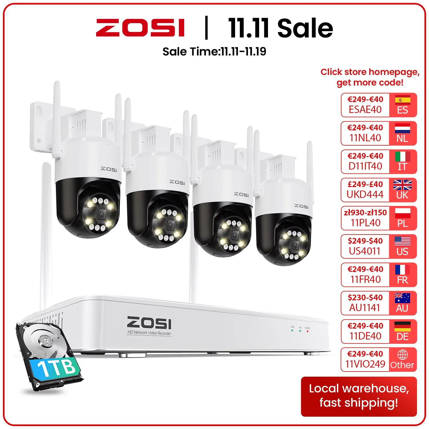 

ZOSI 4K Wi-Fi 6 CCTV Security Camera System 8MP/5MP Pan Tilt Plug-in WiFi IP Cams 2-Way Audio 8CH Home Surveillance WiFi NVR Kit
