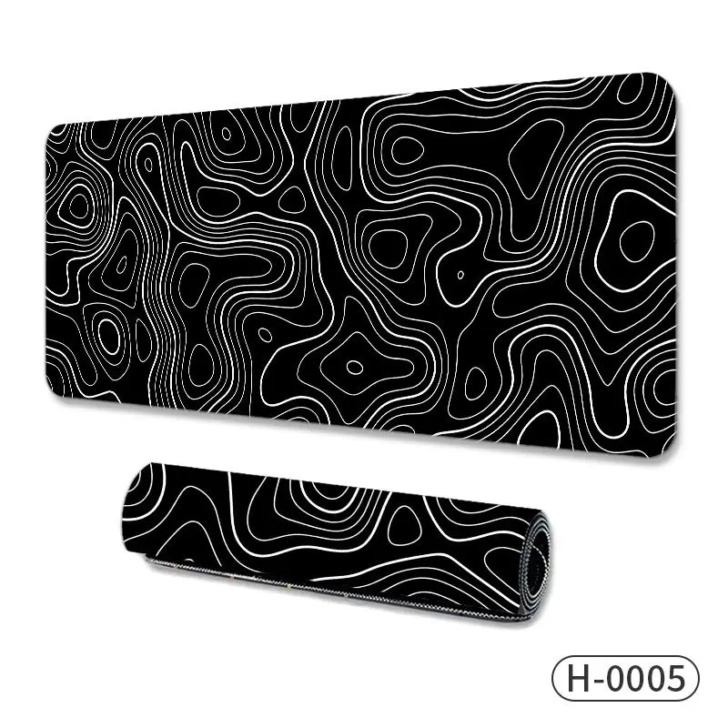 VIKAMA Modern Abstract Contour Map XXL Desk Mat Anti Slip Waterproof Minimal Line Art Keyboard Mouse Pad Aesthetic Home Decor