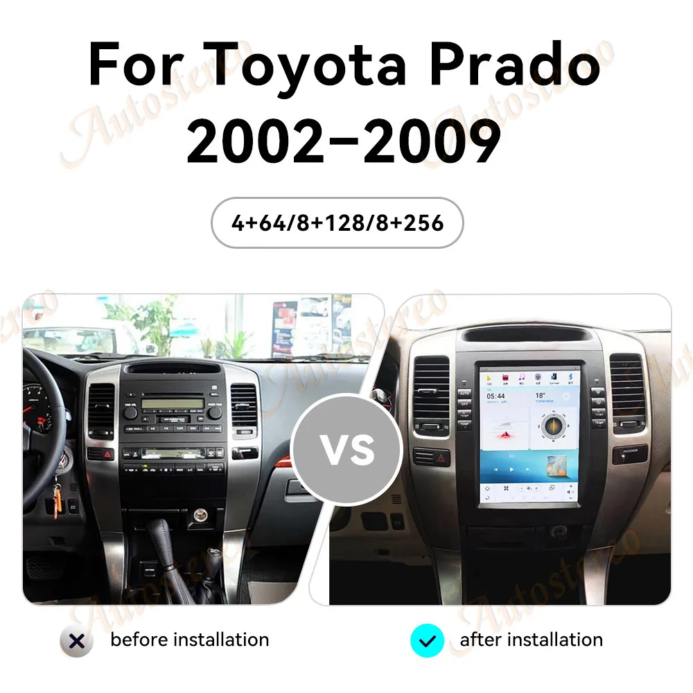 10.4 Inch Carplay For Toyota Prado 2002-2009 Car Radio GPS Navigation Multimedia Video Player Car Stereo Head Unit
