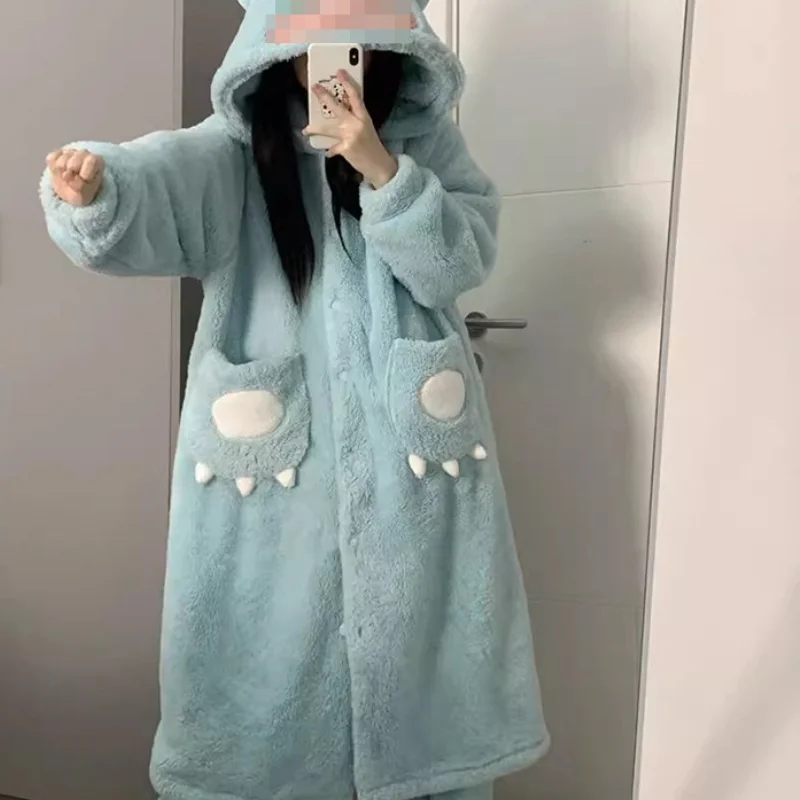 Hot Kawaii My Melody Cartoon Pigiama Ragazze Pigiama Pantaloni Hangyodon Camicia da notte Addensato con cappuccio Abiti per la casa Casual All-Match Suit