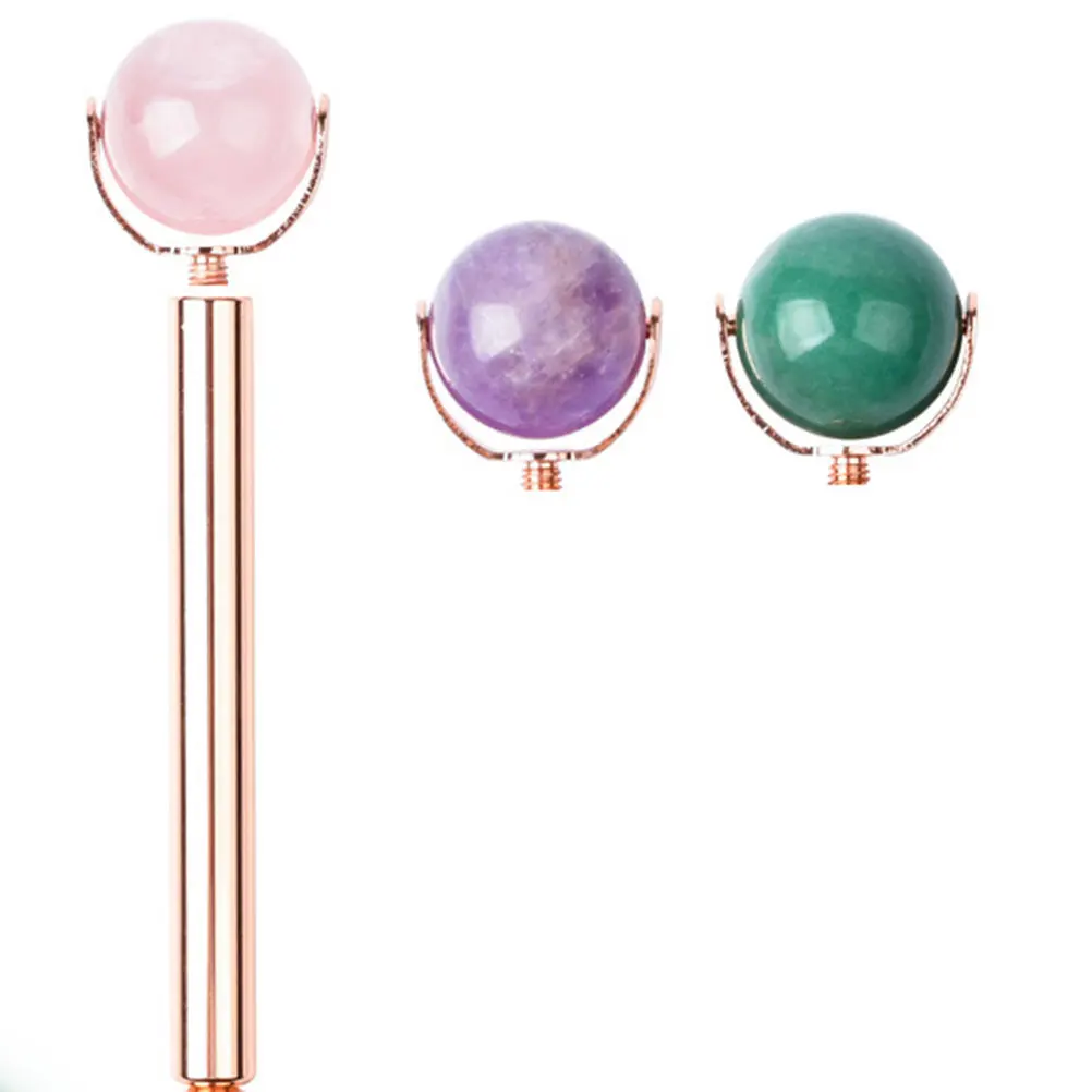 ลูกกลิ้งหยกชุดคริสตัลวัสดุเครื่องมือนวดหน้า Skin Care Massager Face Beauty อุปกรณ์เสริมน้ําหนักเบาแบบพกพา Anti Aging