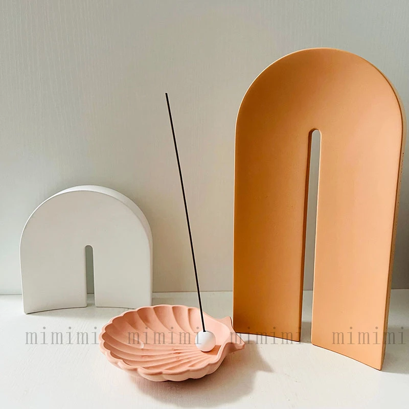 

Incense Insert Silicone Mold Spherical Square Design Base Tray Concrete Silicone Mold Shell Dish Making Tool