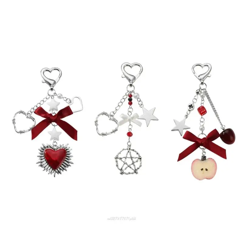 

X5XA милые брелки со звездами и сердечками для женщин, эстетические брелки для ключей, сумки и кошельки, подвески для сумок и