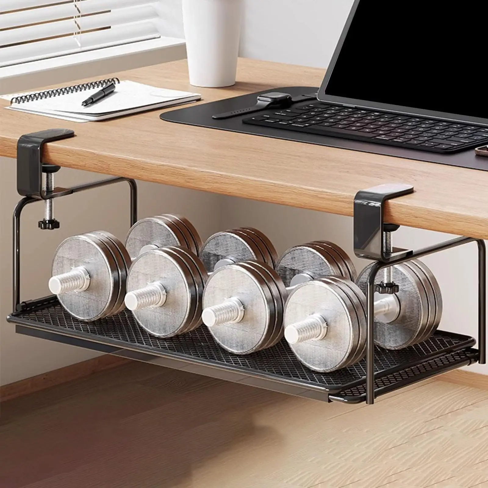 Under Desk Organizer Clamp-on Sundries Holder for Office Household Kitchen