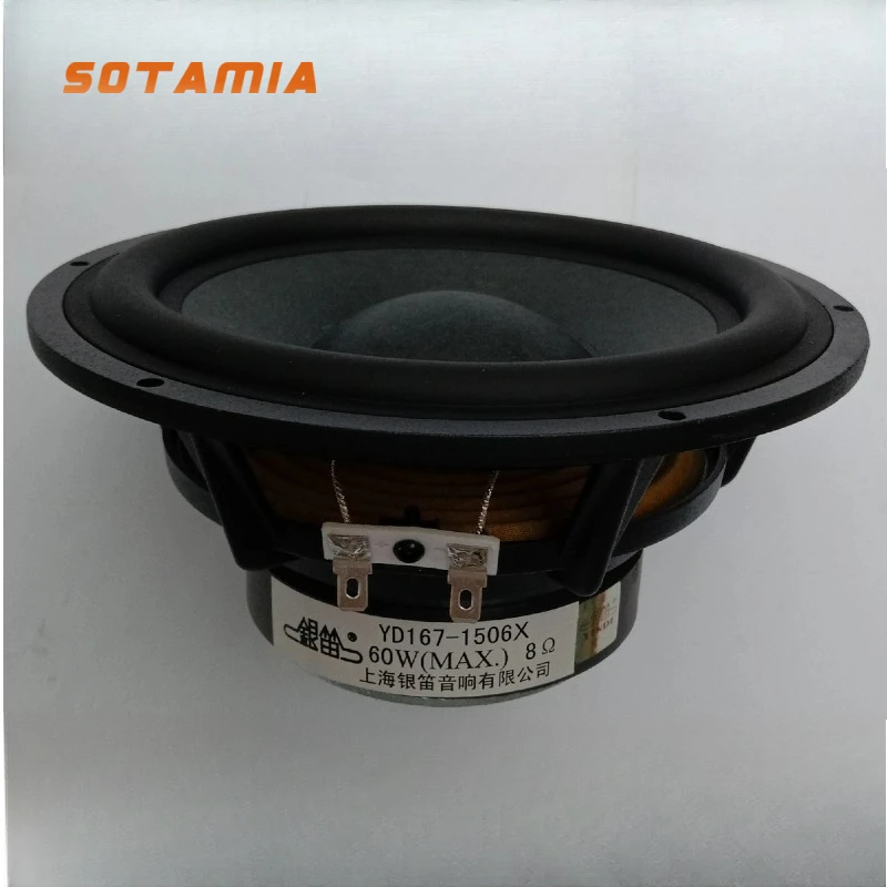 

SOTAMIA 1pcs 6.5 Inch Mid Bass Speaker 8 Ohm 60W Aluminum Frame Wool Basin 25 Core Bookshelf Speaker Production Accessories